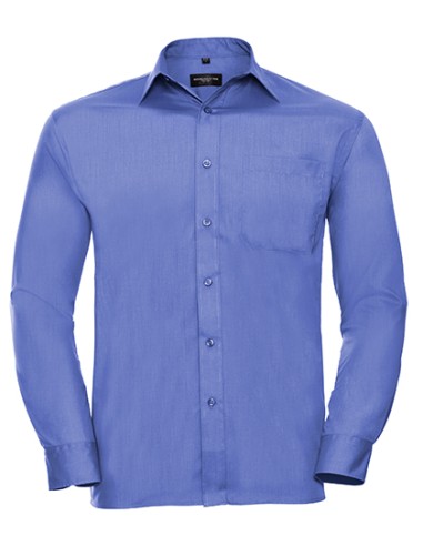 RUS-0R934M0-Men's Long Sleeve Classic Polycotton Poplin Shirt